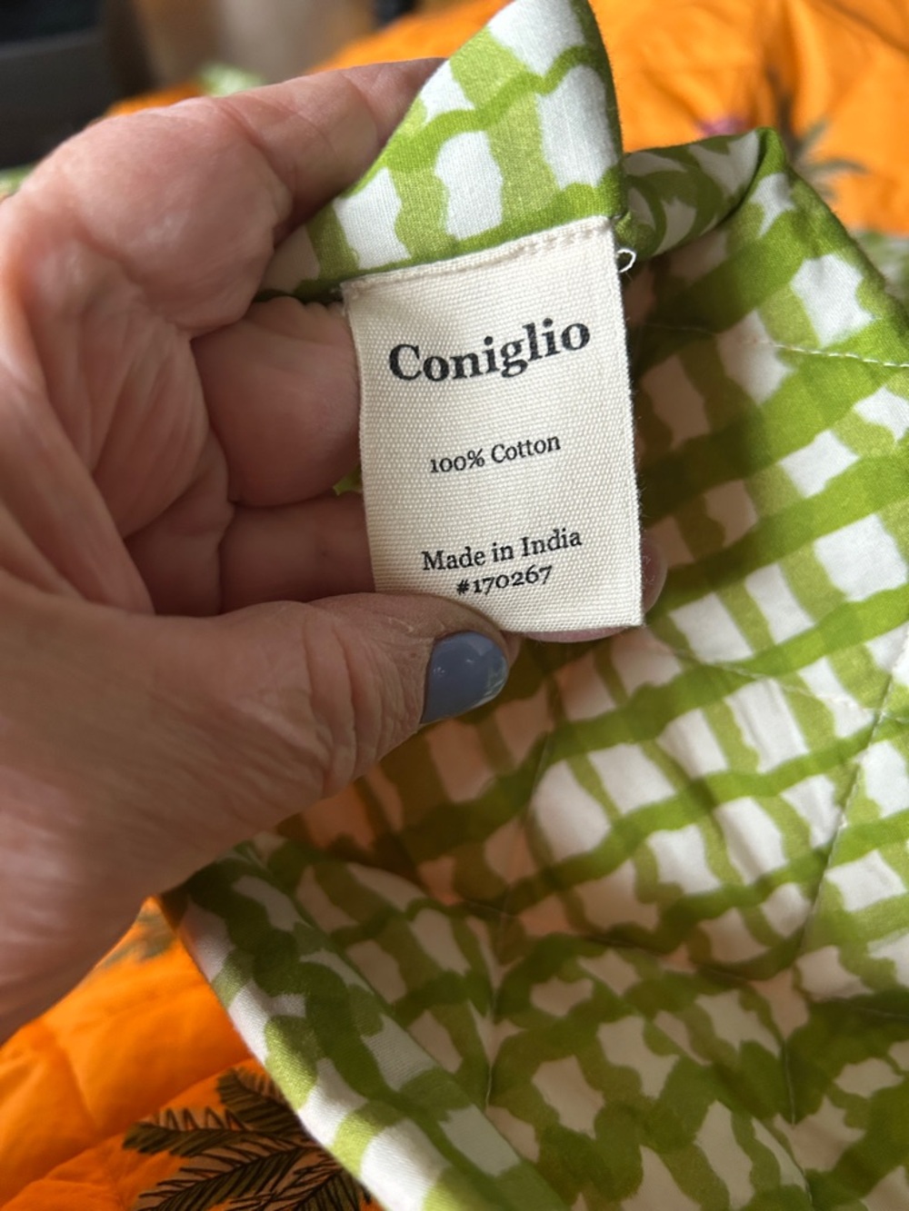 Coniglio Palm Beach cotton Orange Palm-Print gingham Quilted Bedding TWIN - Picture 6 of 9